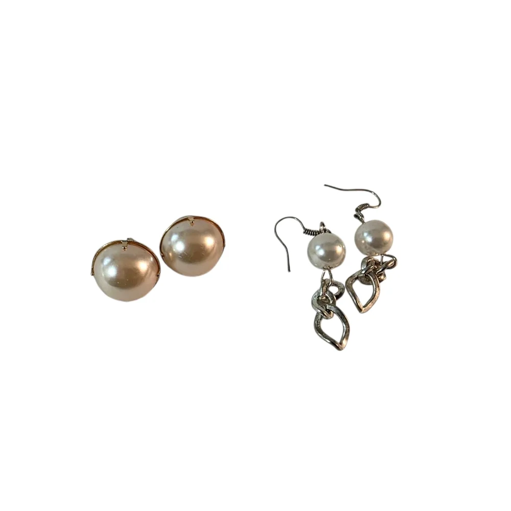Elegant Pearl and Silver Earrings Set